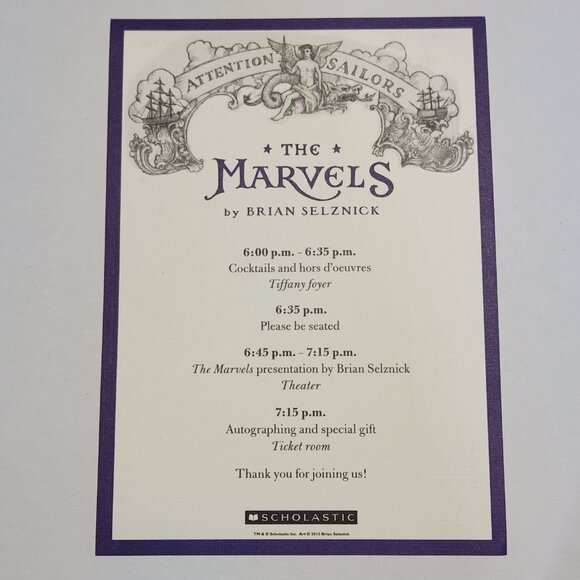 The Marvels Brian Selznick Signed Uncorrected Proof Paperback + Bookmark, Invite - Picture 10 of 10